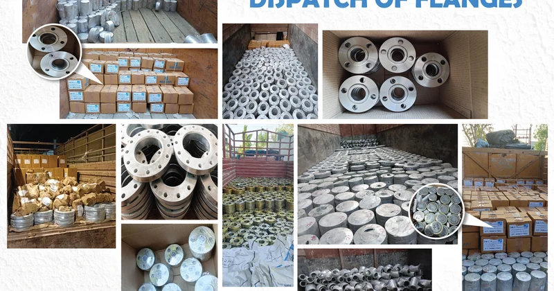 Flanges dispatch — coded cartons, jute bags, wooden crates ready for loading