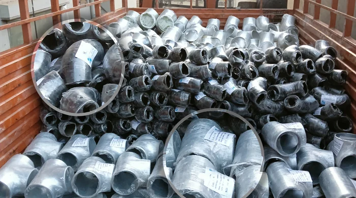 Galvanized elbows and flanges loaded in dispatch vehicle